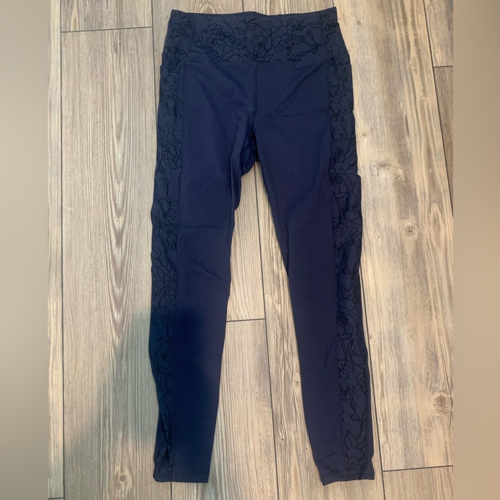 Skechers navy blue floral high-waisted leggings